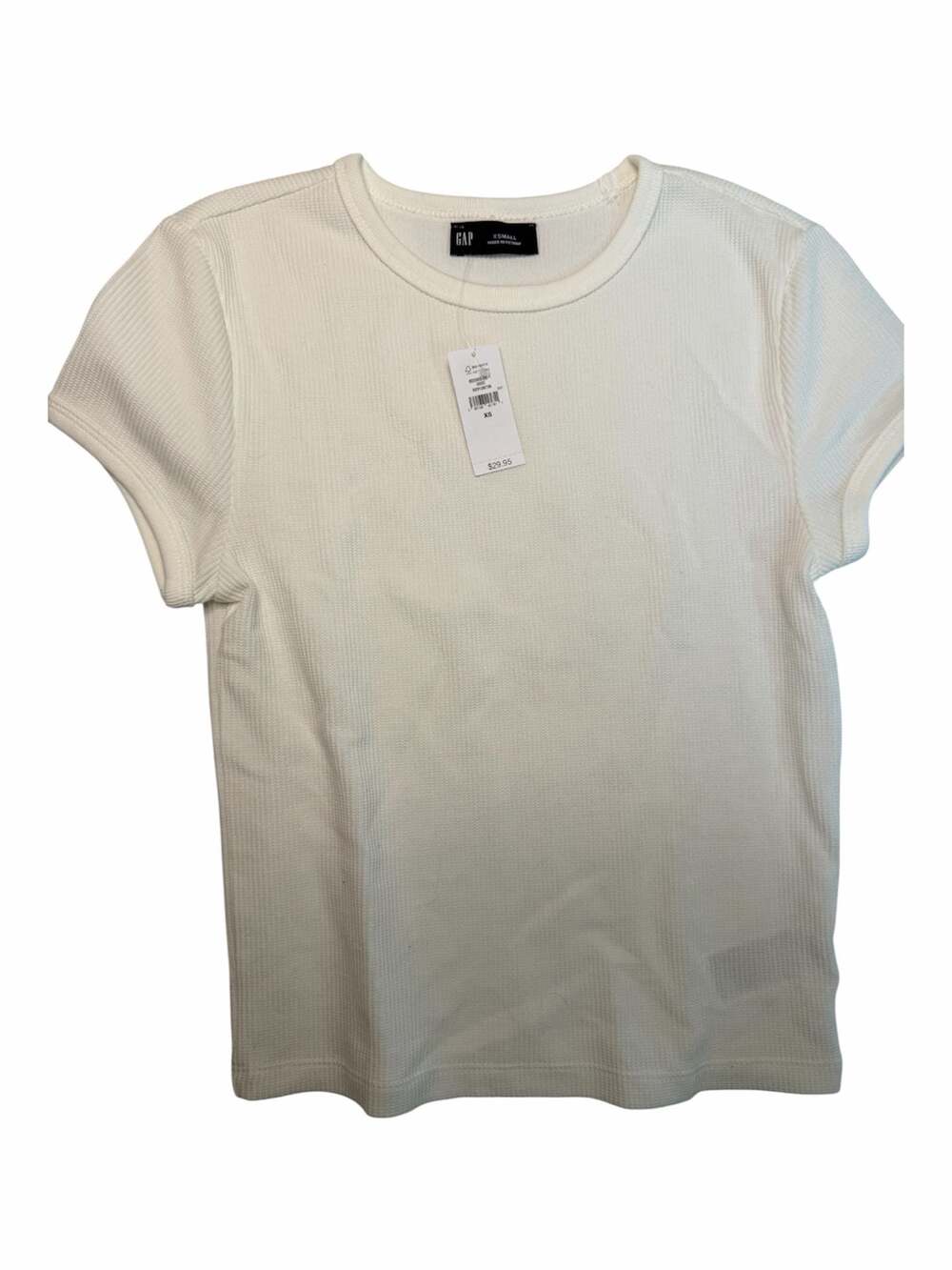Gap White Waffle Knit Short Sleeve T-Shirt Size XS